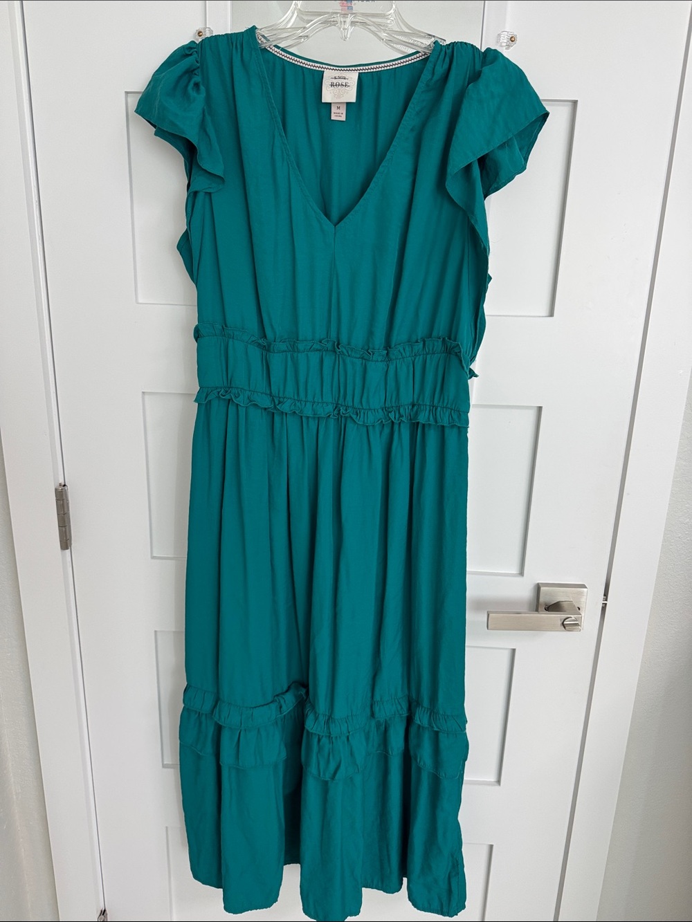 Knox Rose Teal Blouse with Embroidered Trim